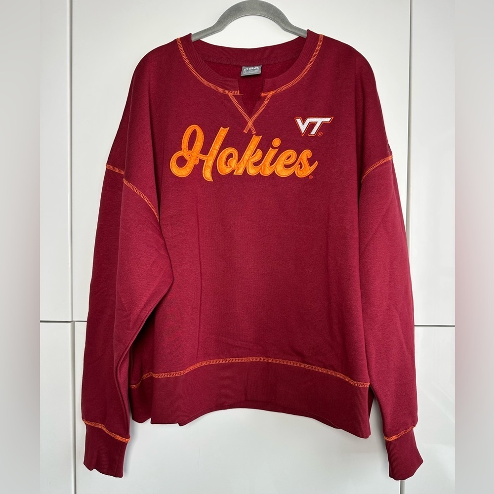 Virginia Tech Women’s Sweatshirt Hokies Maroon Orange 2XL Collage Football